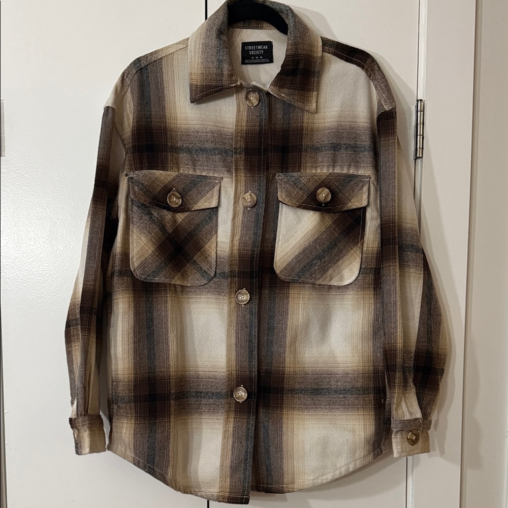 NWOT Checkered Brown Jacket